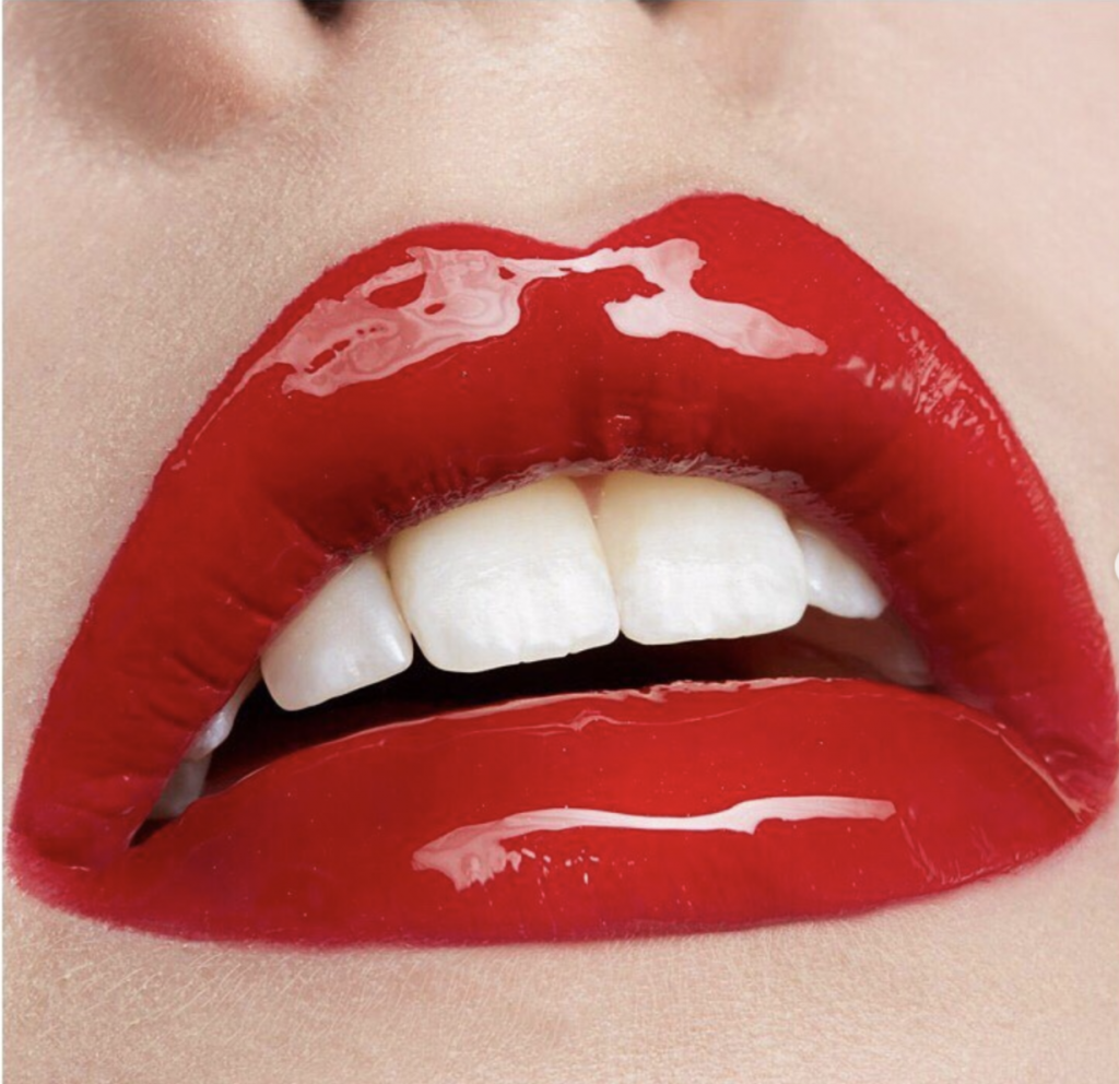 red glossy lips